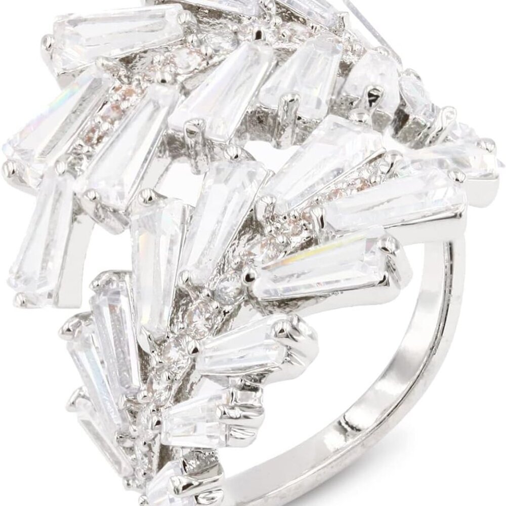 Art Cocktail Fashion Ring Size Adjustable From 6-8.5 Cubic Zirconia Jewelry